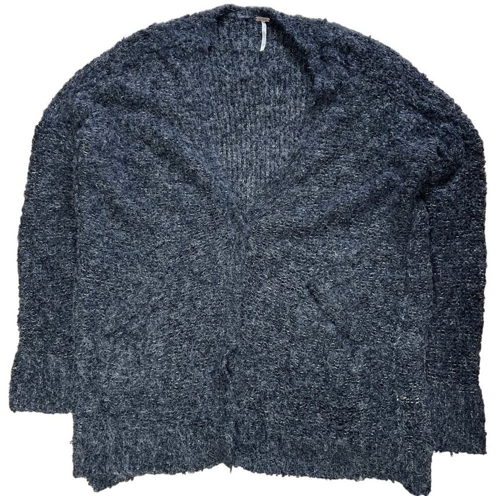 Free People Grey Alpaca Wool Cozy  Button Down Cardigan Sweater w/ Pockets XS